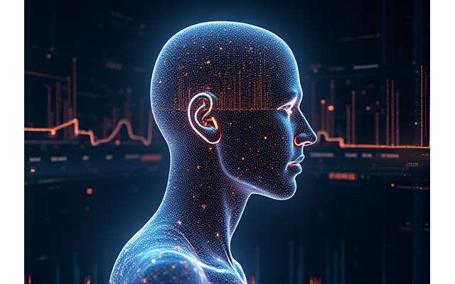 Visualizzazione schematica di un algoritmo AI che analizza dati biometrici