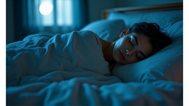 Persona che dorme profondamente in una stanza buia