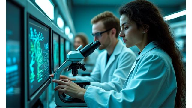 Scienziati che analizzano dati in laboratorio