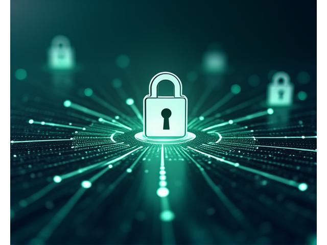 Icone di lucchetto, scudo e certificazioni GDPR su uno sfondo digitale sicuro, simboleggiando la protezione dei dati.