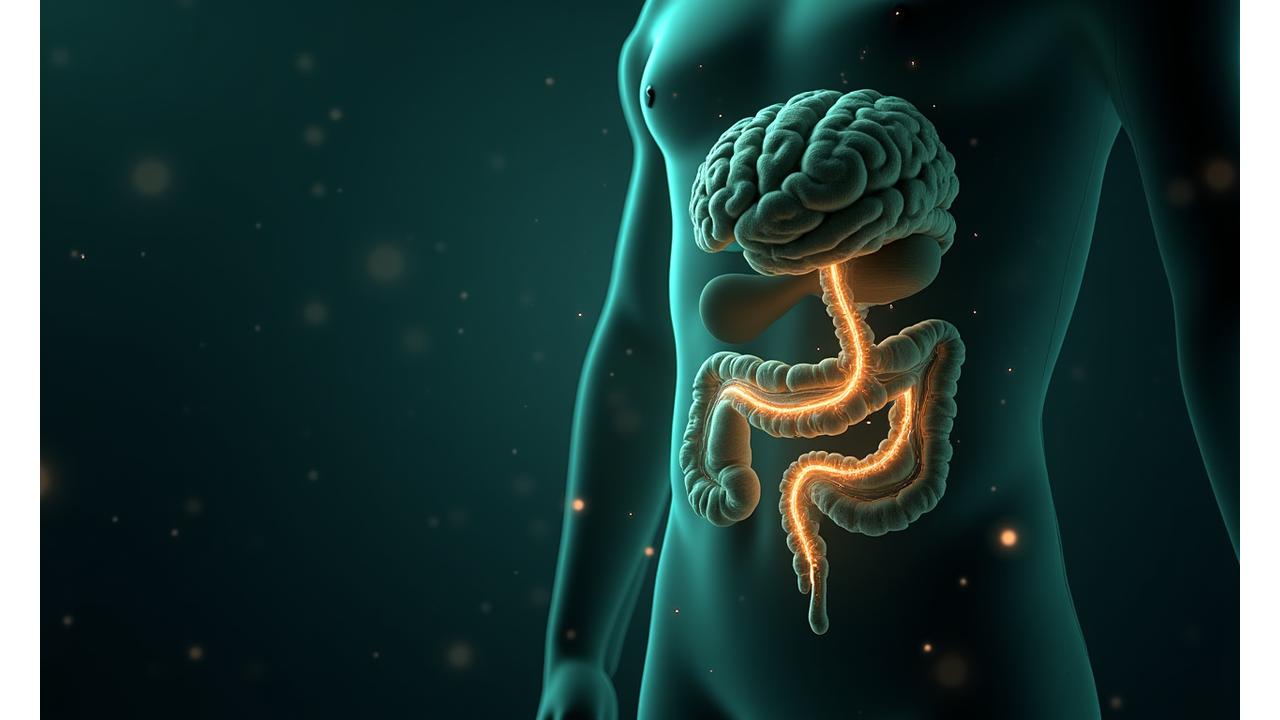 Diagramma anatomico che mostra la connessione tra intestino e cervello attraverso il nervo vago